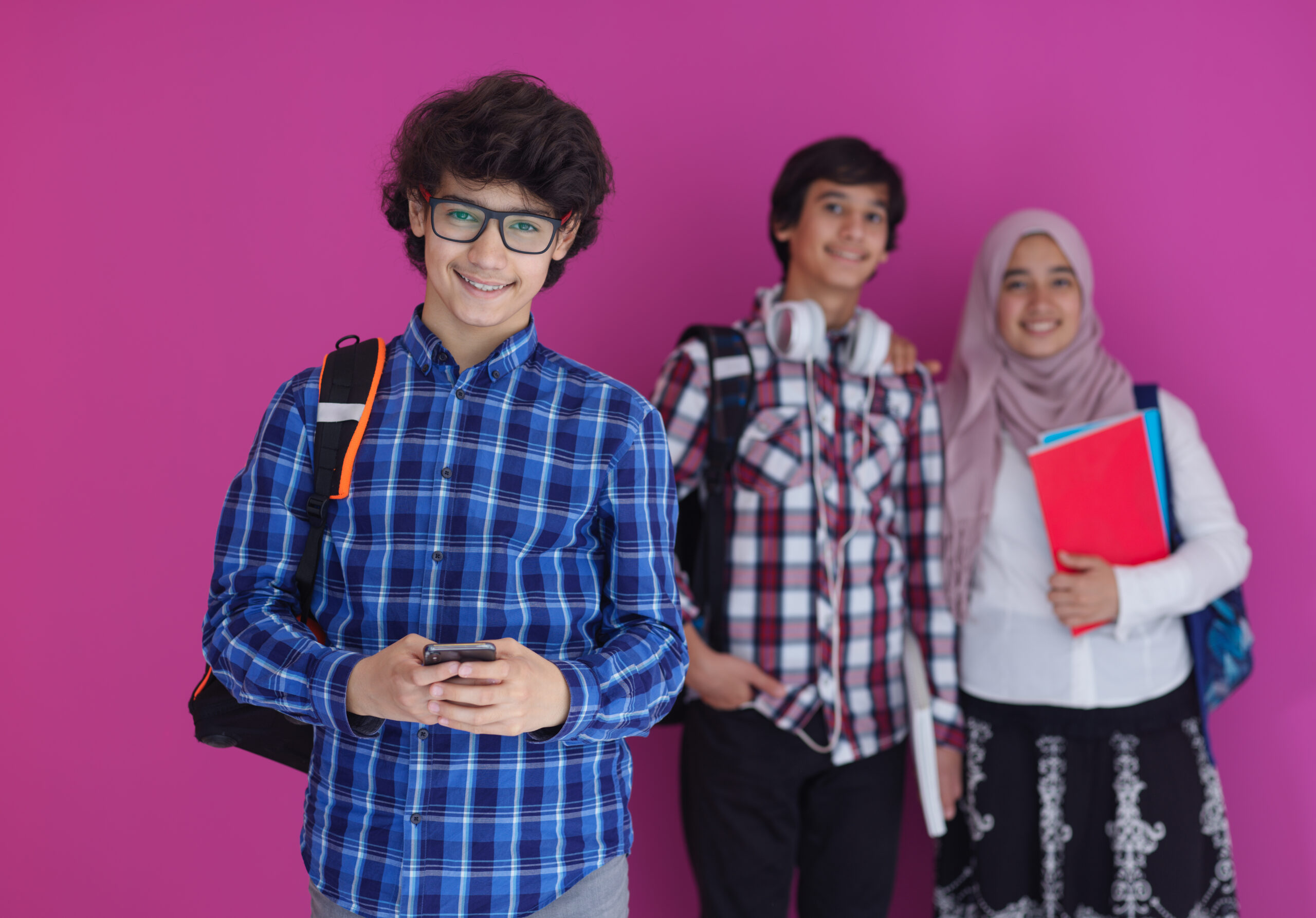 Arabic,Teenagers,Group,,Students,Team,Walking,Forward,In,Future,And